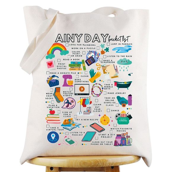Rainy Day Canvas Tote Bag Rainy Day Play Gift Rainy Day Activities Shoulder UwU - Picture 1 of 7